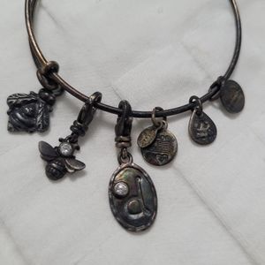 Alex and Ani Bee Charm Bracelet with Extra Charms D Monogram Rhinestones